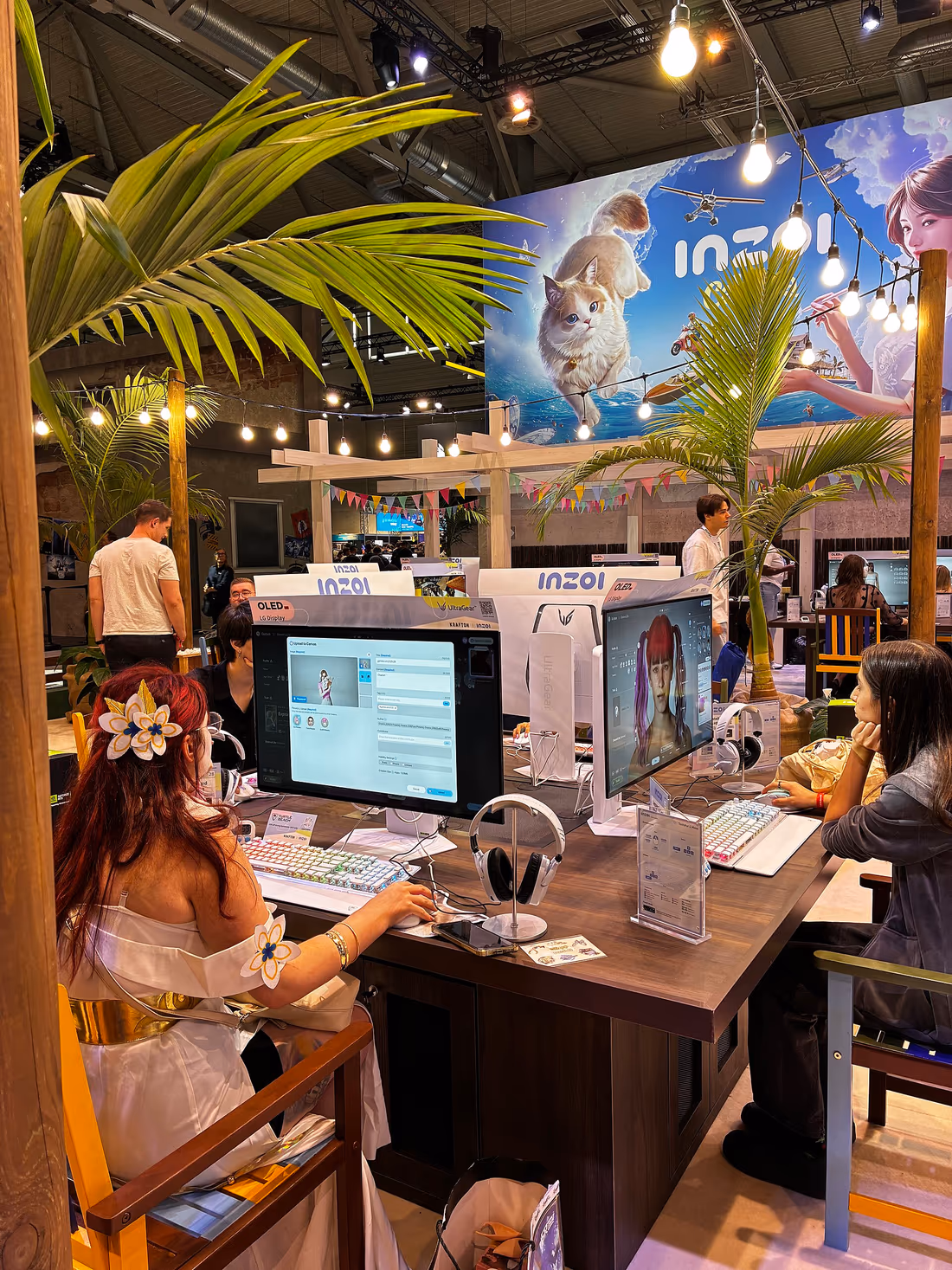 Players seated at demo stations trying an unreleased game at gamescom 2025
